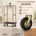 Hotel Luggage Cart, 1600 lbs Capacity Commercial Bellman's Cart with 8" Silent Wheels, Brushed Stainless Steel Frame and Nylon Carpet Deck for Hotels, Condos, Resorts