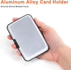 Mayski Credit Card Holder, RFID Blocking, Aluminum Alloy Hard Case, Small Mini Business Metal Wallet for Women Men, Silver