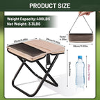 Ultra-Thin Portable Folding Stool - 1.97" Slim Fold, 0.99LB Lightweight, 200LB Capacity Camping Chair for Adults, Compact Collapsible Seat for Outdoor Fishing, Hiking, Events & Queue（Khaki）