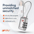 TSA Accepted Luggage Travel Lock, Set-Your-Own Combination Lock for School Gym Locker, Luggage Suitcase Baggage Locks, Filing Cabinets, Toolbox, Case (Silver, 2 Pack)