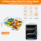 YQBRAO 2-Pack Large Clear Hard Shell Zipper Case White, 1.2mm Heavy-Duty Crush-Proof Makeup Bag, Large Diaper Bag Organizer Pouches, Rigid Clear Zipper Pouches for Toys, Art Supplies & Tech