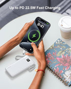 Portable Charger Built-in Cables and AC Wall Plug, 10000mAh 22.5W PD Fast Charging Power Bank, Lightweight Compact Battery Pack Travel Essentials for iPhone 17/16/15/14/13 Series,Samsung,Tablets
