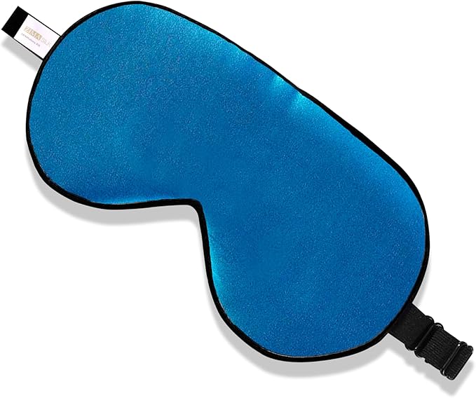 ZIMASILK 100% Natural Silk Sleep Mask Blindfold,Adjustable Super-Smooth Soft Eye Mask for Sleep with Bag (Methyl Blue)