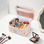 Gosect Large Makeup Bag, Cute Cosmetic Bag for Women Girls, Floral Coquette Aesthetic Toiletry Bag, Travel Make Up Organizer Bag(Love Bear