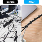 50 Pcs Reusable Cable Ties for Cords, 6" Hook and Loop Adjustable Cord Straps, Reusable Zip Ties, Wire Organizers for Cords Electrical Cord Management Office Home Computer PC Cable Management(Black)