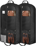 43" Heavy Duty Garment Bags for Travel 6.5" Gusseted Suit Bags for Closet Storage 2 Handles Hanging Clothes Bag with Pocket Mens Suit Cover for Shirts, Coats, Dresses, Suit Holder, 2 Pack