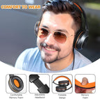Rydohi Bluetooth Headphones Over Ear, 68H Playtime and 3 EQ Music Modes Wireless Headphones with Microphone/Deep Bass, HiFi Stereo Foldable Lightweight Headset for PC Home Travel Office