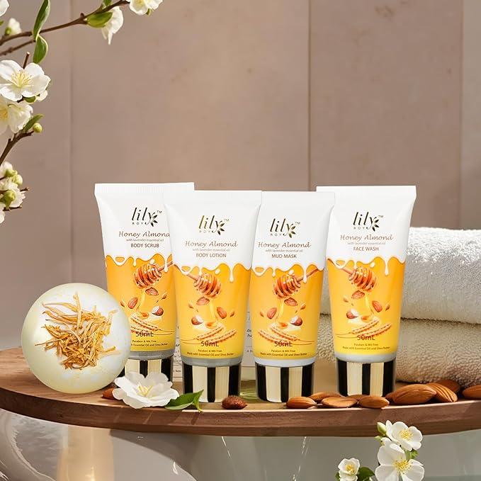 Gifts for Women & Men, Gift Basket for Mom & Dad - Luxurious Honey Almond Bath and Body Basket Set for Women, Spa Gift Set for Mom, Spa Kit | Valentines Day, Birthday Gifts, Christmas Gift Sets