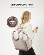 LOVEVOOK 18 Inch Laptop Backpack for Women, Large Capacity Travel Backpack with Organizer Bag, Waterproof Carry on Backpack Purse Work Bag with USB Port for College Teacher Nurse, 2PCS
