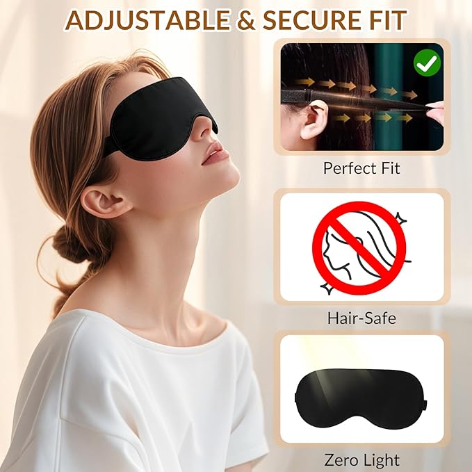 Sleep Mask for Women & Men,Silk Eye Mask for Sleeping,100% 6A Mulberry Soft Breathable Blackout Eye Masks for Sleep,Reduces Migraines & Puffy Eyes,Travel Office Airplane Use, Eye Care Gift