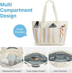 G4Free Beach Bag,Waterproof Beach Tote Pool Bags for Women,Compatible with Cup,Foldable for Weekender Travel