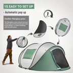 EchoSmile Pop Up Camping Tent, 2/4/6 Person Easy Setup Tent, Water Resistant Dome, Portable with Carry Bag