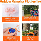 Camping Retractable Clothesline,Adjustable 32ft/10M Camping Clothesline,Portable Travel Clothesline,Outdoor Washing line,Drying Line with 10 Windproof Clothespins