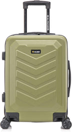 US ARMY Fox 20 inch Carry-On Hardside Luggage with Spinner Wheels | Lightweight Small Suitcase for Travel | Chevron Icon, Gel Handle, Side Studs, Retractable Trolley, Heavy Duty | Olive Drab