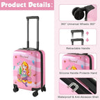 Weewooday Kids Luggage and Backpack 18" Suitcase with Spinner Wheel Hard Case Travel 13" Backpack Girl Suitcase Set for Kids Travel Supplies(Pink,Mermaid Style)
