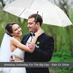 Wedding Umbrella Large 60"| Strong Metal Shaft and Ribs Lightweight | Manual Open Wind Resistant with Wood Color Resin Handle - Perfect for 2 People