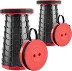 Doseno Upgraded Foldable Stool Thickened Set of 2, Portable Collapsible Stool Retractable Stool, Foldable Portable Collapsible Chair for Fishing, Hiking Tours, BBQ, Parties, Outdoor Activities (Red)