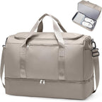 Extra Large Travel Duffle Bag,Carry on Overnight Weekend Bag with Shoes Compartment,Weekender Bags for Women for Travel Business Trips Sport Hospital,Camel