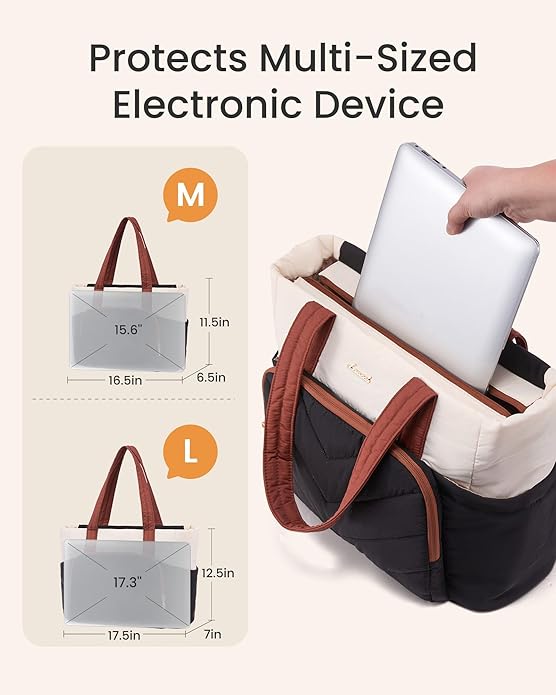 LOVEVOOK Puffer Tote Bag for Women, V-Quilted Puffy Teacher Tote Nurse Bag, Large Shoulder Laptop Purse for Work Travel Gym