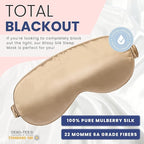 Blissy Silk Sleep Mask - Eye Sleeping Mask for Women & Men for Total Blackout - 100% Pure Mulberry Silk, 22 Momme 6a Fibers - Blindfold Sleep Mask Side Sleeper Eye Cover (Taupe)