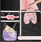 KIMBORA Costume Dance Garment Bag with 3 Clear Zipper Pockets for Suits Dress Cover, Travel Storage & Competitions, Set of 2 (Black)