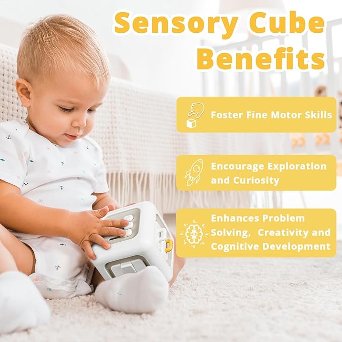 SOCBTNSO Busy Cube Toy for 1 Year Old Boy, Montessori Toys for 1+ Year Old, Travel Sensory Toys for Toddlers 1-3, Learning Fine Motor Skills| 1st Birthday Gifts 6 9 12 Months Baby