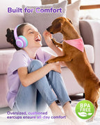 iClever BTH26 Active Noise Cancelling Headphones for Kids, 60H Play Time, Safe Volume 80dBA, Type C Fast Charging, Bluetooth5.4, Kids Bluetooth Headphones with Mic AUX Cord for iPad Airplane, Purple