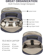 LOVEVOOK Laptop Backpack Purse for Women, Work Travel Computer Bags, College School Backpack for Student Girl, Quilted Casual Daypack with USB Port, Fit 15.6 Inch Laptop, Dark Grey