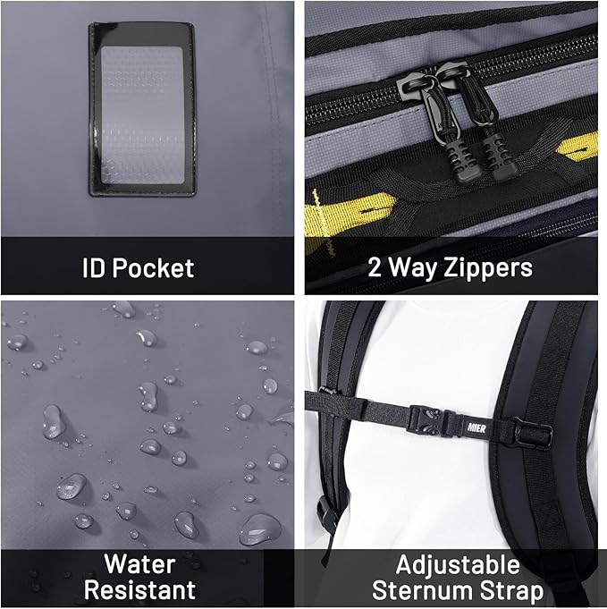 MIER Large Duffel Backpack Sports Gym Bag with Shoe Compartment, Heavy Duty and Water Resistant, Gray, 60L