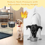 Large Dog Crate Water Bowl No Spill, 2 Pack Stainless Steel Dog Bowls for Food and Water, Pet Kennel Hanging Dogs Food Bowls for Medium/Large Dogs and Cats (7.1"x3.7" & 6.3"*2.6", Black)