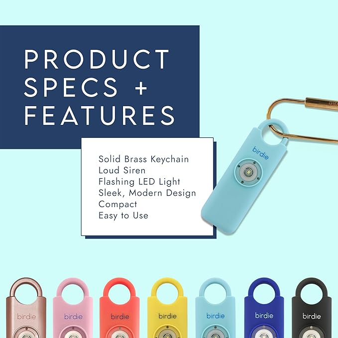 She’s Birdie–The Original Personal Safety Alarm for Women by Women–Loud Siren, Strobe Light and Key Chain in a Variety of Colors (Metallic Lavender)