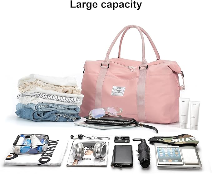 HYC00 Travel Duffel Bag,Carry-on Overnight Weekender Bags for Women,Sports Tote Gym Bag with Wet Pocket