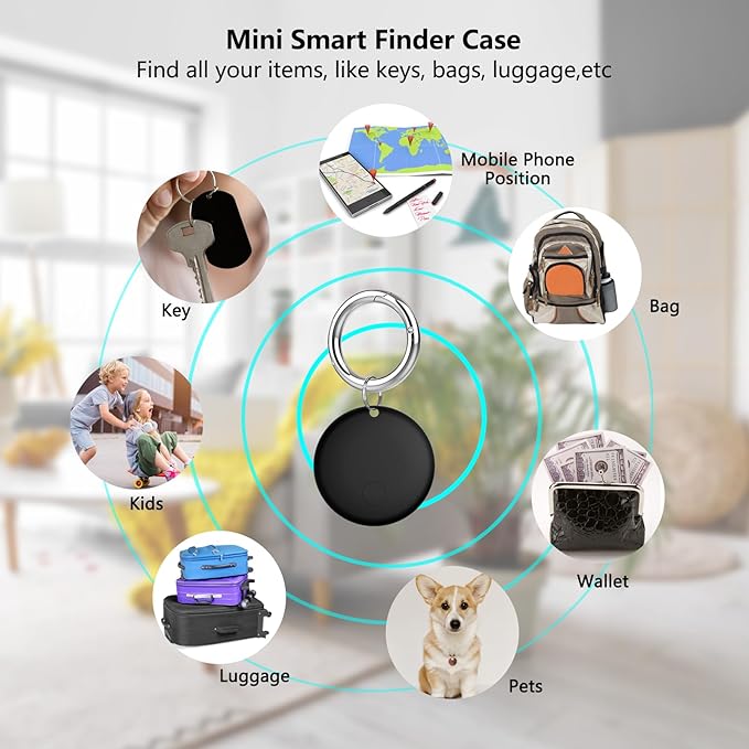 Air Tracker Tags GPS Tracker Case,Mini Key Item Finder Locator,No Monthly Fee with Apple Find My(iOS only),Anti-Lost Bluetooth Tag ItemTracker Case for Luggages/Kids/Pets/Wallet/Bag-1Pcs-Black