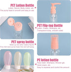 Travel Bottles Set for Toiletries 13Pcs Travel Size Silicone Containers with Labels 60ml Leak Proof Travel Containers for Toiletries Refillable Squeezable Shampoo Conditioner Bottles (Pink)