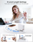 Retractable USB Charger Wall Plug with Type C Cables Cords,40W Fast Charging Foldable Block Multi Charger,4-in-1 Travel Essentials Brick Multiport for iPhone 17/16/15/14/13/12,iPad,Galaxy,LG,Pixel