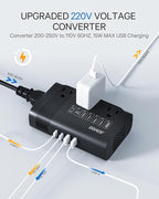 DOACE 350W Voltage Converter US to Europe - 220V to 110V Converter for European Travel, Power Adapter Combo with PD Chargers for Hair Straightener Shaver Toothbrush CPAP Camera Phone