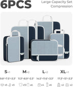 Percover Compression Packing Cubes 6-Piece Set, Packing Cubes Compression for Travel with Multi-Size Organization, Travel Organizer for Carry On & Checked Luggage, Navy Blue
