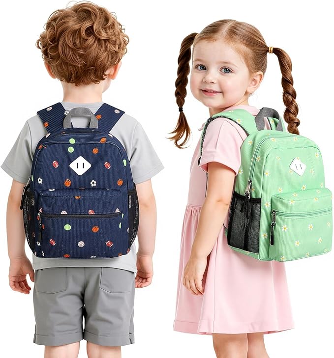 STEAMEDBUN Corduroy Toddler Backpack for Girls Boys 2-4, Kids Preschool Backpack for Kindergarten - Daisy