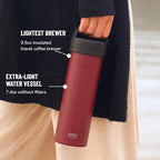 ESPRO Go P0 Ultralight French Press Coffee Maker for Travel, Vacuum Insulated Stainless Steel, 16 Ounces, Cranberry