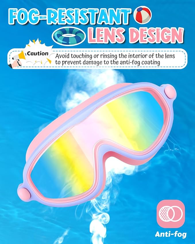 Swim Goggles 2 Pack, Wide View Anti Fog&UV Swimming Goggles for Audlt, No Leak Pool Beach Essentials for Men Women