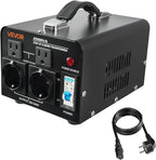 VEVOR Voltage Converter Transformer, 1500VA, Heavy Duty Step Up/Down Power Transformer, Convert from 110V to 220V and 220V to 110V, with EU Outlets, US Outlets, Power Cord, Circuit Breaker Protection