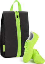 GLORIEROO Smell Proof Shoe Bags for Travel-Soccer Cleat Bag Smell Proof with Active Carbon Fabric | Odor-Absorbing Water-Resistant Track Shoe bags for Sports (Black with Green, UP TO US14)