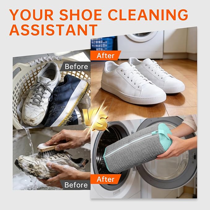 1PCS Shoes Washing Machine Bags, Laundry Shoe Bag for Washer and Dryer, Reusable and Durable Zipper Sneaker Shoe Washing Bag, Tennis Shoes Cleaning Bag for All Shoe Types (Gray)