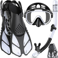 Ubekezele Snorkeling Gear for Adults Men Women,4 in 1 Snorkel Set with Panoramic View Diving Mask Anti-Fog Anti-Leak,Dry Top Snorkel,Fins and Travel Bag for Swimming,Snorkeling and Travel Diving