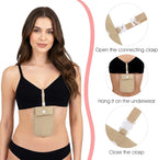 Undercover Bra Wallet, Hidden Travel Pouch with Adjustable Elastic Strap, Secret Stash Pocket for Passport, Credit Cards, Money and Valuables (Khaki)