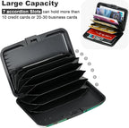 ELFISH Mini RFID Aluminum Wallet Credit Cards Holder Business Card Case Metal ID Case for Men Women (Greenblack Marble)