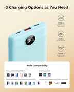Small Portable Charger 10000mAh, Mini Power Bank with LED Display, 20W Fast Charging USB-C Battery Pack, Compact Travel Charger Compatible with iPhone 17/16/15/14, Android, etc
