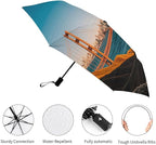 Cowboy Black Hat Western Boots Umbrellas for Rain Portable Travel Umbrellas Lightweight Automatic Windproof Folding Umbrella Compact Outdoor Beach Umbrella for Women, Men