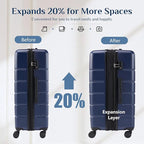 OLIXIS 3-Piece Luggage Set, Carry On Suitcases with Spinner Wheels, Expandable Travel Luggage with TSA Approved Lock & ABS Hard Shell, Blue, 20/24/28 Inch