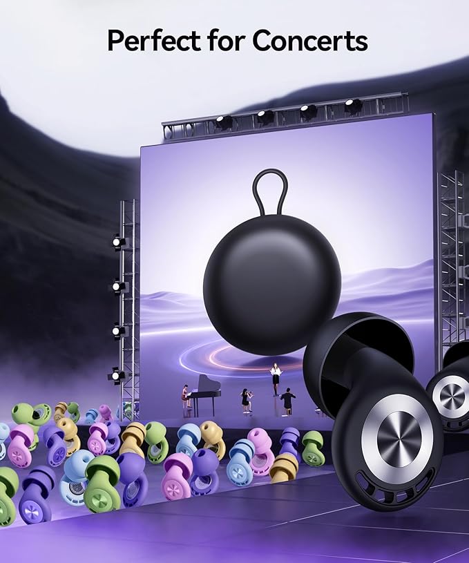 Ear Plugs for Sleeping 50dB Earplugs Noise Cancelling Ear Plugs for Noise Reduction Concerts Soft Reusable Silicone Earplugs for Snoring Side Sleepers Shooting Airplanes with 7 Eartips Case